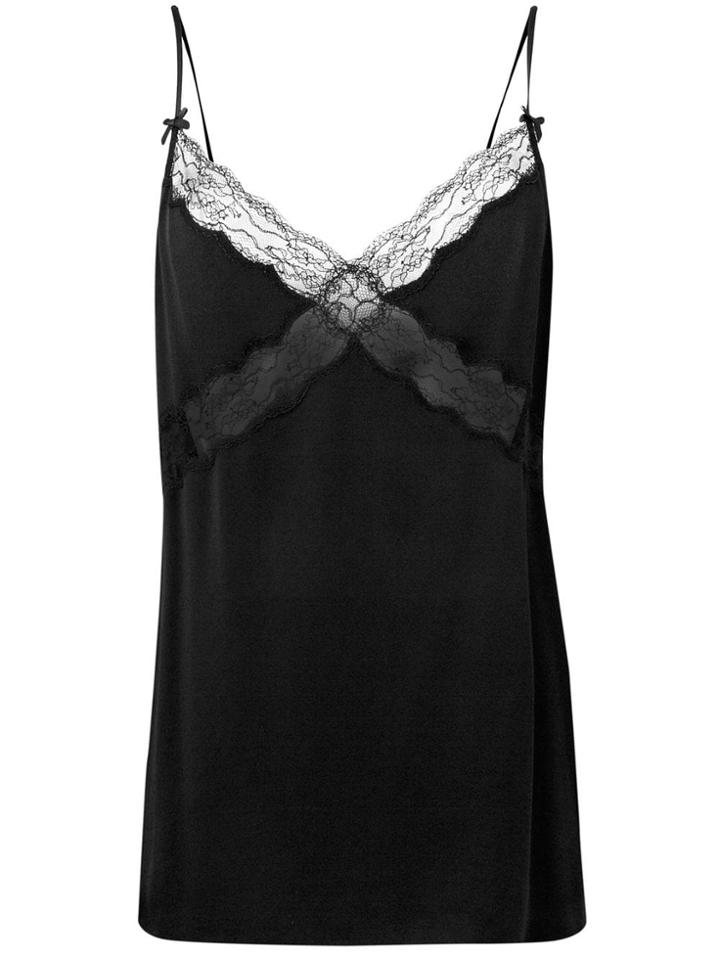 Michael Kors Collection Lace Trimmed Slip Top - Black