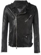 Giorgio Brato Chest Pocket Biker Jacket, Men's, Size: 50, Black, Leather/cotton/nylon