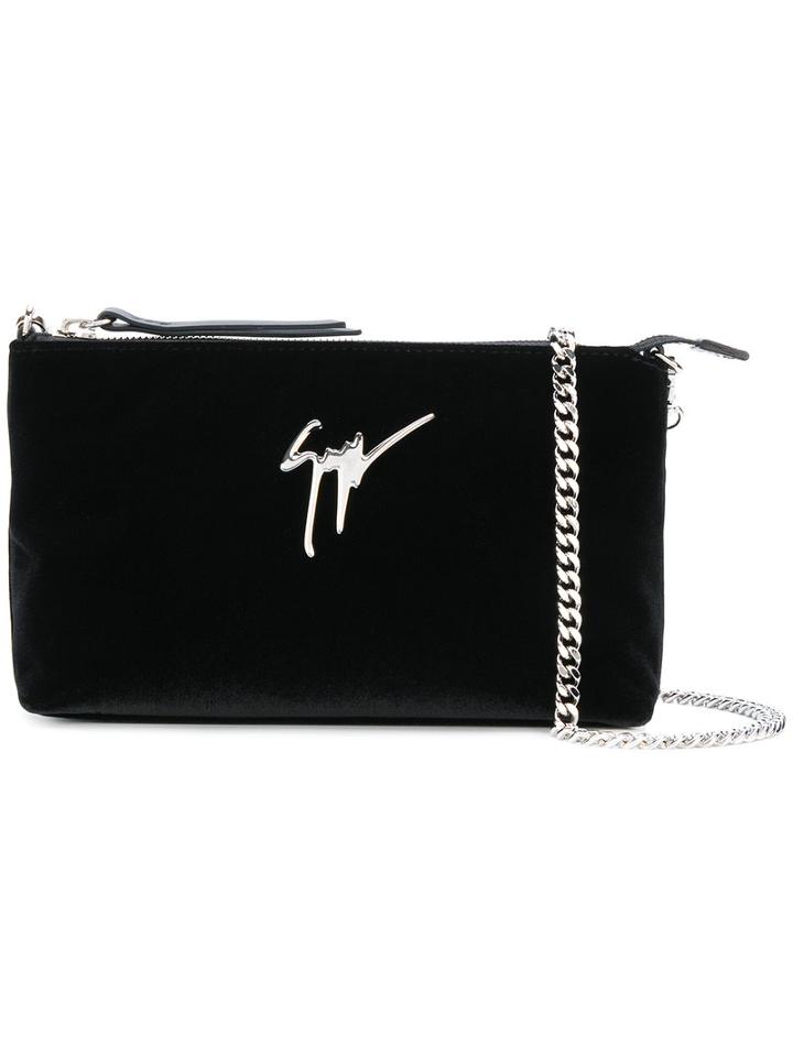 Giuseppe Zanotti Design - Velvet Clutch Bag - Women - Velvet/metal - One Size, Black, Velvet/metal