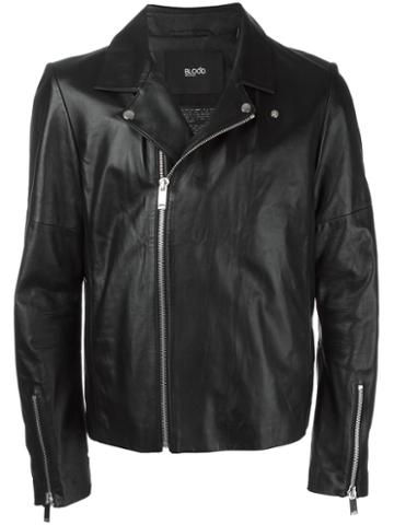 Blood Brother Zip Up Biker Jacket, Men's, Size: Medium, Black, Lamb Skin/cotton/cupro