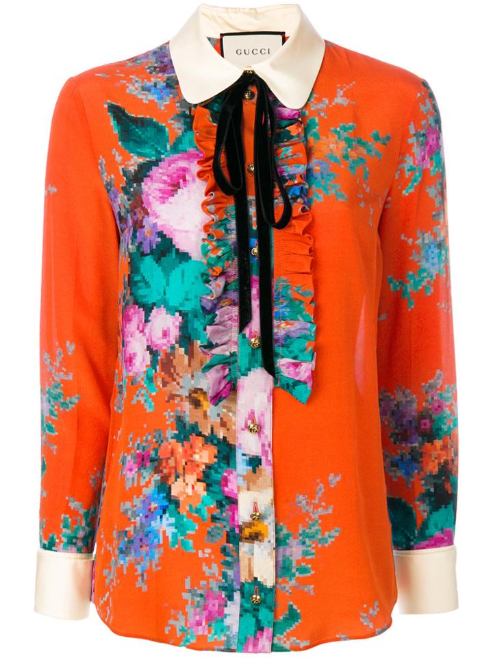 Gucci Floral Print Blouse - Red