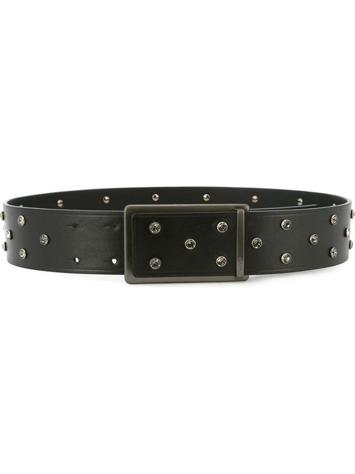 Lanvin Embellished Belt, Women's, Size: S, Black, Calf Leather/brass/glass
