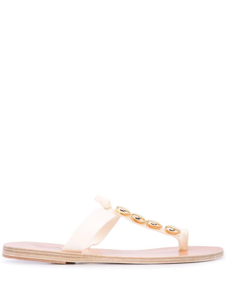 Ancient Greek Sandals Iris Gold Shell Sandals - White