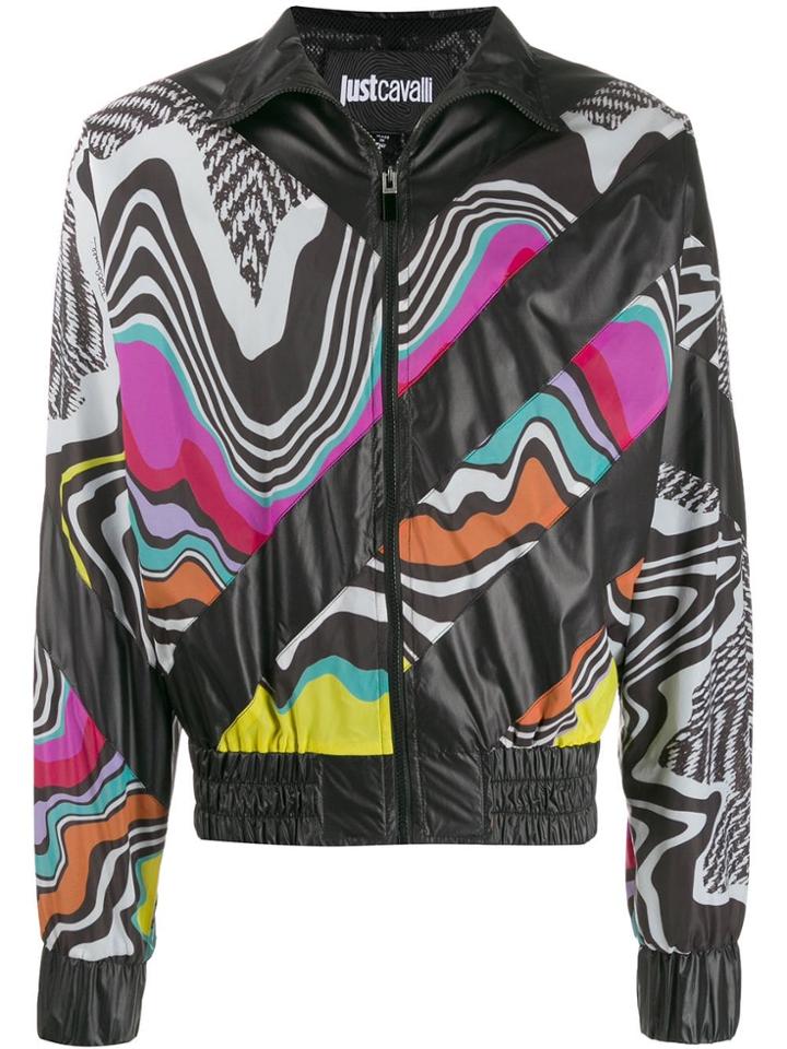 Just Cavalli Psychedelic Print Bomber Jacket - Black