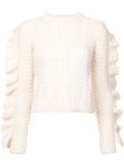Philosophy Di Lorenzo Serafini Frill-trim Cable Knit Sweater - Nude &