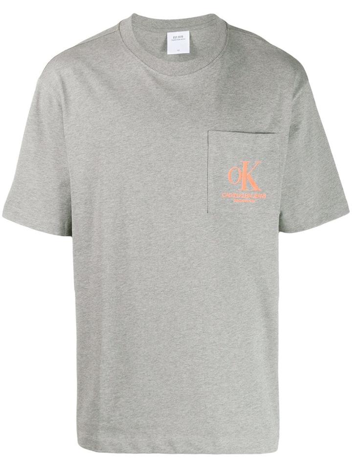 Calvin Klein Jeans Est. 1978 Printed-pocket Logo T-shirt - Grey