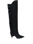 Marc Ellis Ruched Detail Pointed Toe Boots - Black