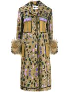 Edda Johanne Abstract Print Coat - Brown