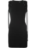 Dsquared2 Fitted Draped Accent Dress, Women's, Size: Xs, Black, Silk/polyamide/spandex/elastane/virgin Wool