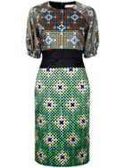 Mary Katrantzou Geometric Print Puff Sleeve Dress - Multicolour