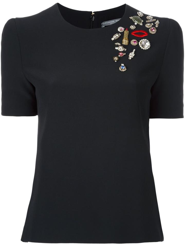 Alexander Mcqueen 'obsession' Embellished Top - Black