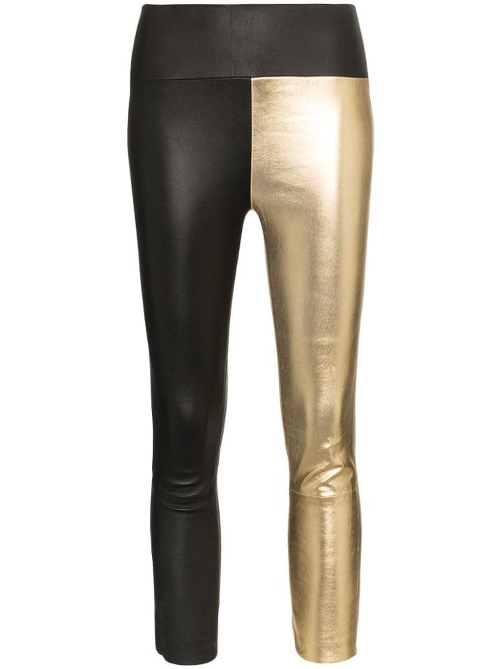 Sprwmn High-waisted Cropped Leather Leggings - Black