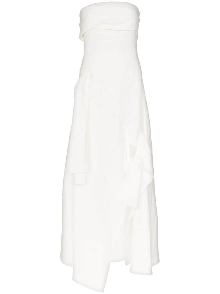 Rejina Pyo Asymmetric Tie Detail Bandeau Midi Dress - White