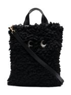 Anya Hindmarch Black Wool Shag Shop Shopper Bag