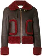 Chloé Shearling Trim Leather Jacket - Brown
