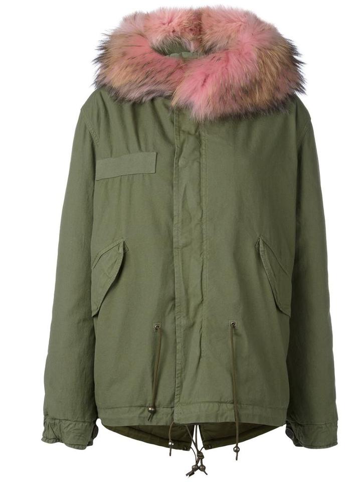 Mr & Mrs Italy Fur Collar Parka, Women's, Size: Medium, Green, Cotton/lamb Skin/polyester/racoon Fur