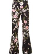Giambattista Valli Floral Print Flared Trousers, Women's, Size: 40, Black, Viscose/polyamide