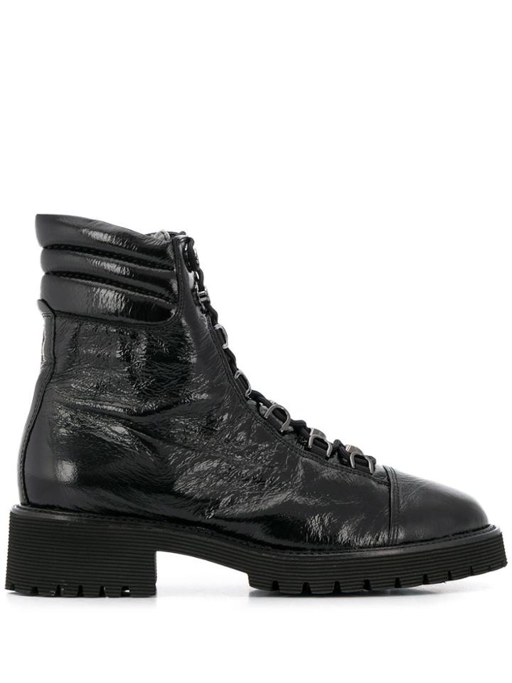Hogl Wrinkled Effect Lace-up Boots - Black
