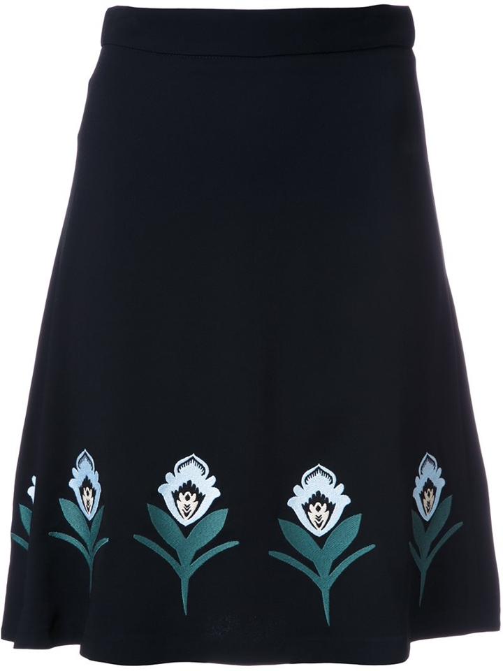 Markus Lupfer Floral Print A-line Skirt