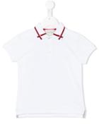 Gucci Kids Stripe Neck Polo Shirt, Toddler Boy's, Size: 5 Yrs, White