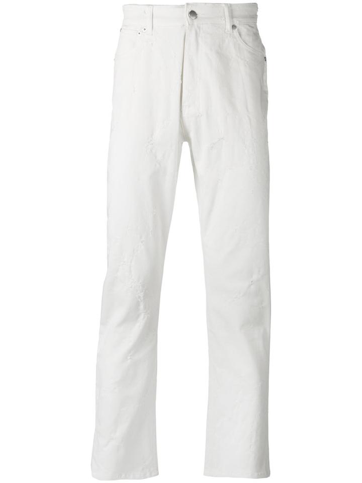 Cmmn Swdn Distressed Jeans, Men's, Size: 34, White, Cotton/spandex/elastane