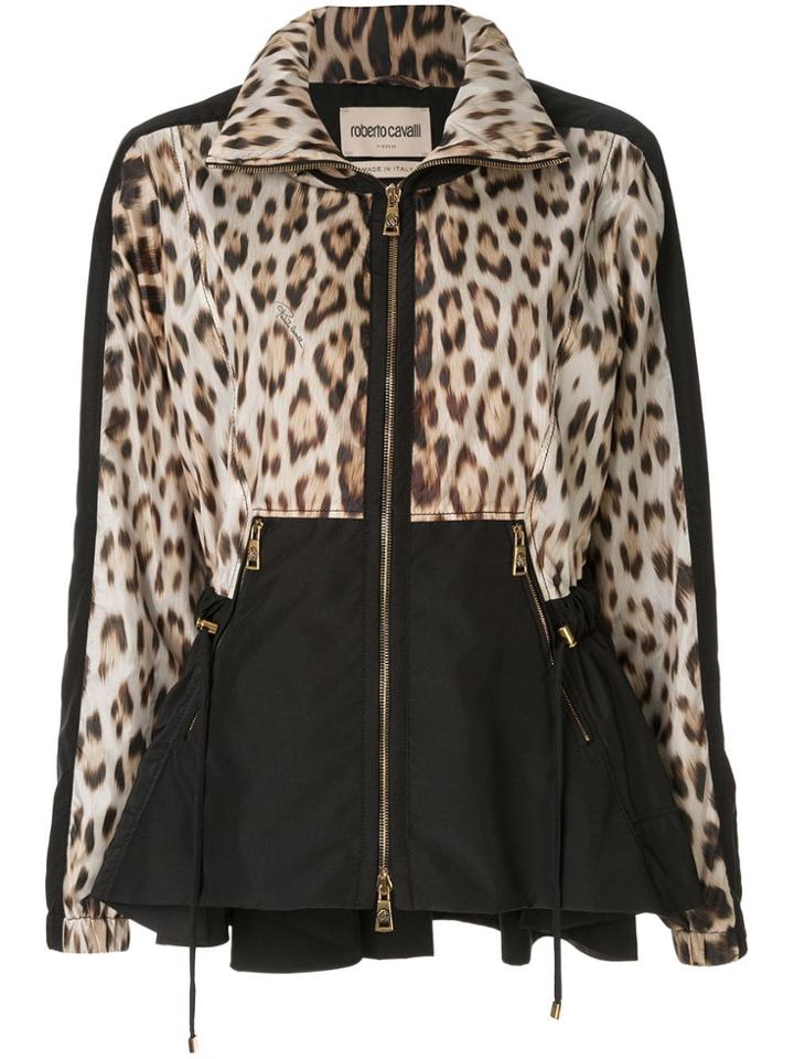 Roberto Cavalli Leopard Print Cinched Jacket - Black