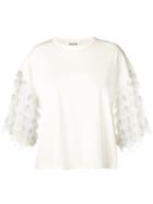 Cabane De Zucca Feather Trim T-shirt - White