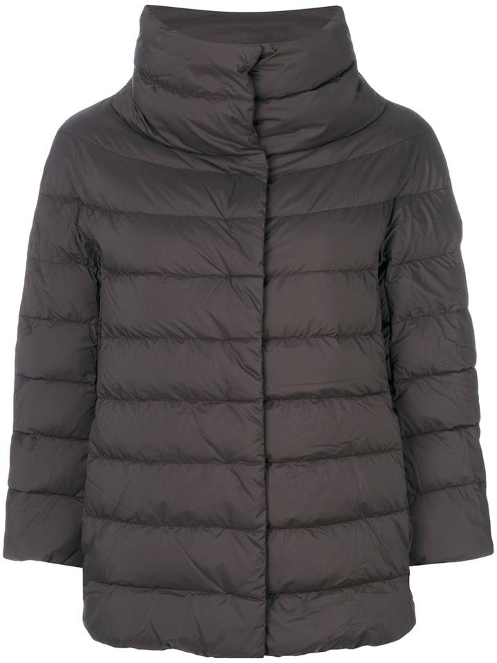 Herno - Padded Funnel Collar Jacket - Women - Feather Down/polyamide/polyurethane/feather - 44, Black, Feather Down/polyamide/polyurethane/feather