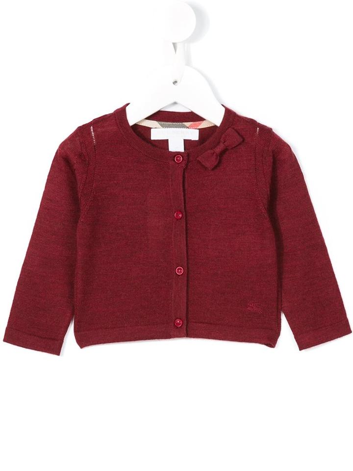 Burberry Kids - Bow Detail Cardigan - Kids - Merino - 9 Mth, Pink/purple