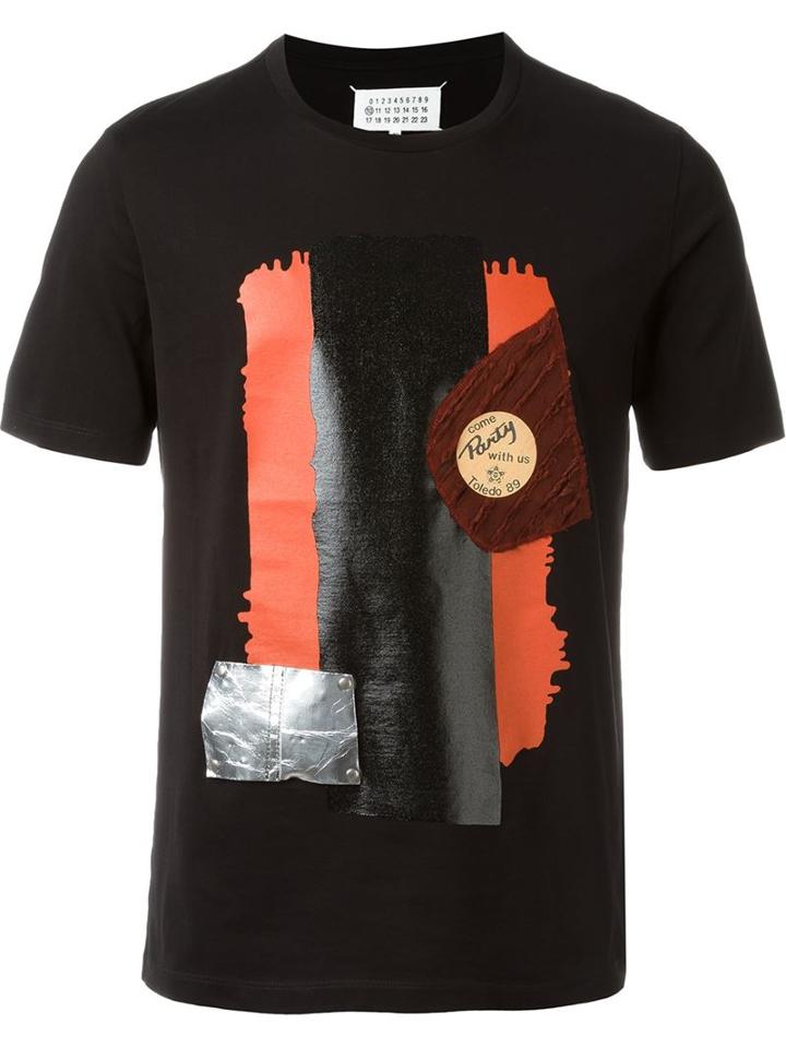 Maison Margiela Abstract Print T-shirt, Men's, Size: 48, Black, Cotton