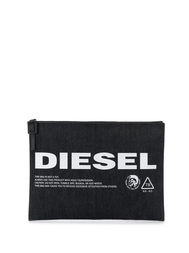 Diesel Logo Print Pouch Bag - Blue