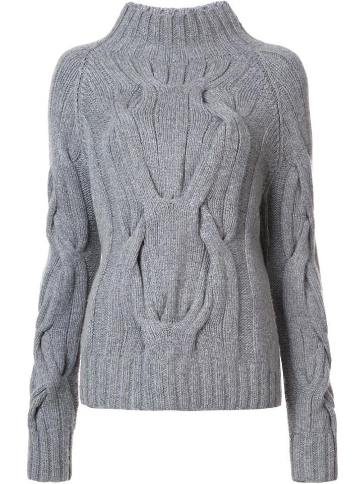 Sally Lapointe Cable Knit Jumper, Women's, Size: Xs/s, Grey, Merino/cashmere