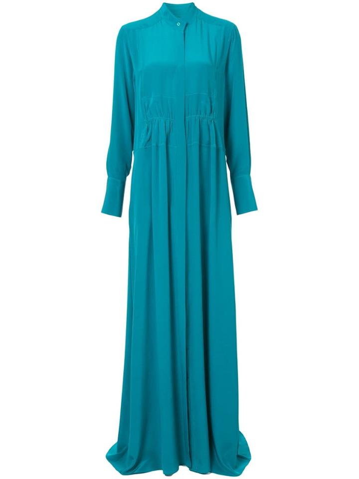 Tome Mandarin Collar Maxi Dress - Green