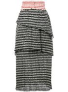 Rosie Assoulin Gingham Tiered Skirt, Women's, Size: 2, Black, Polyester/polyamide/cotton/spandex/elastane