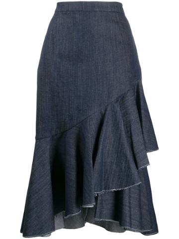 Milla Milla Asymmetric Pleated Denim Skirt - Blue