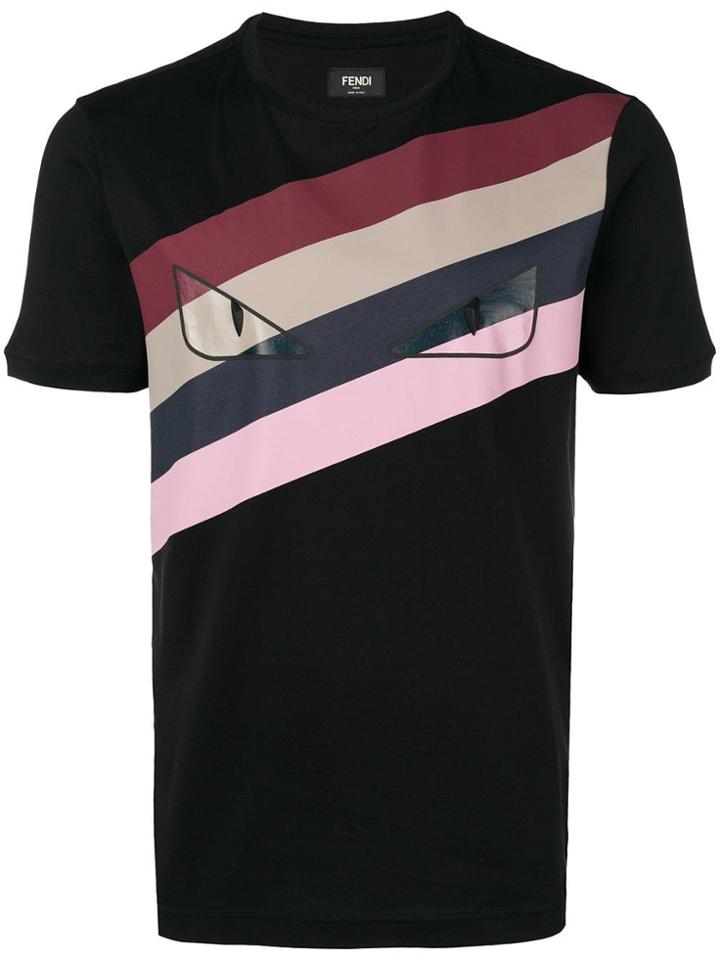 Fendi Panelled Stripe T-shirt - Black