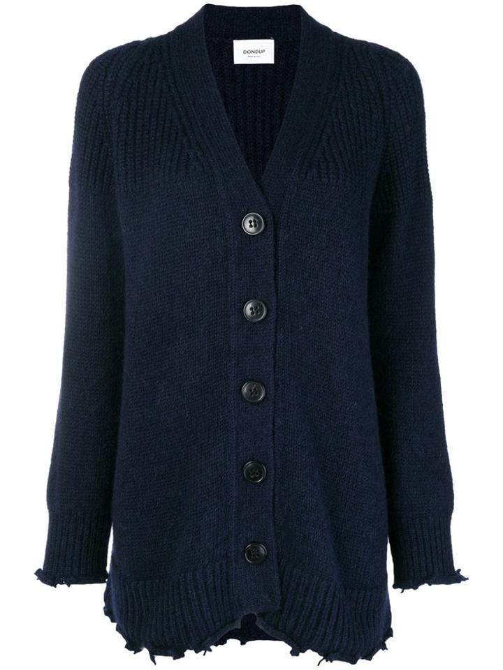 Dondup Frayed Hem Knitted Cardigan - Blue