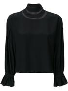 Fendi Band Collar Shift Blouse - Black