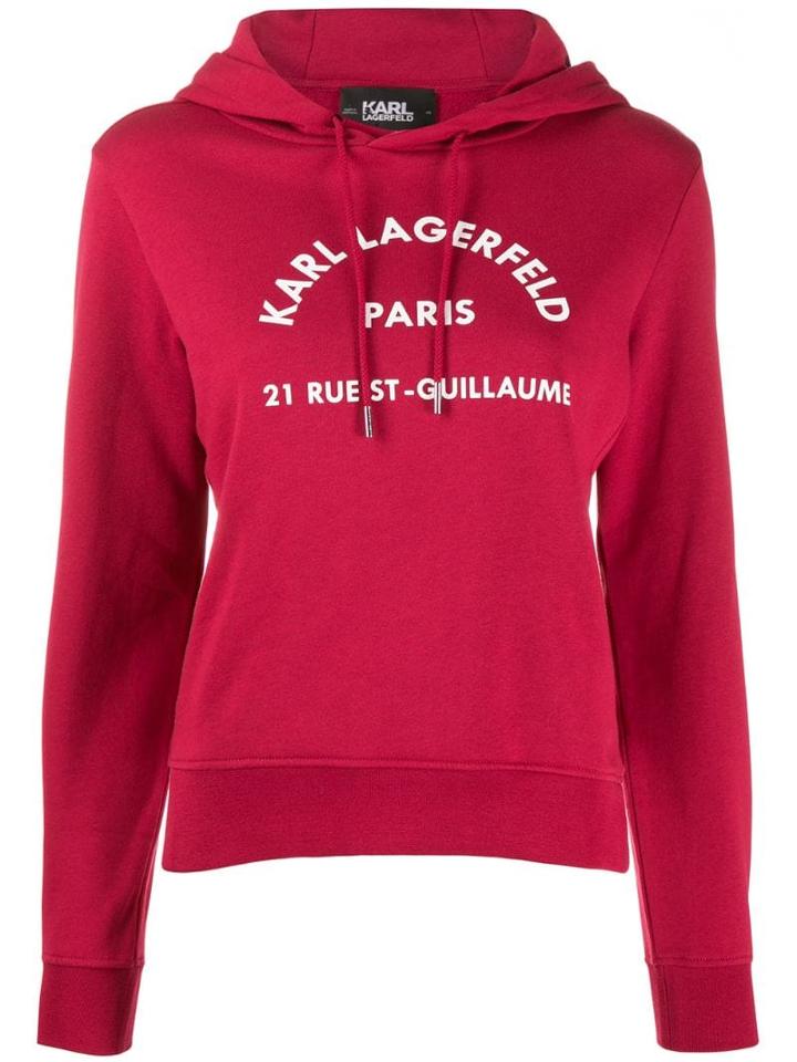 Karl Lagerfeld Printed Logo Hoodie - Red