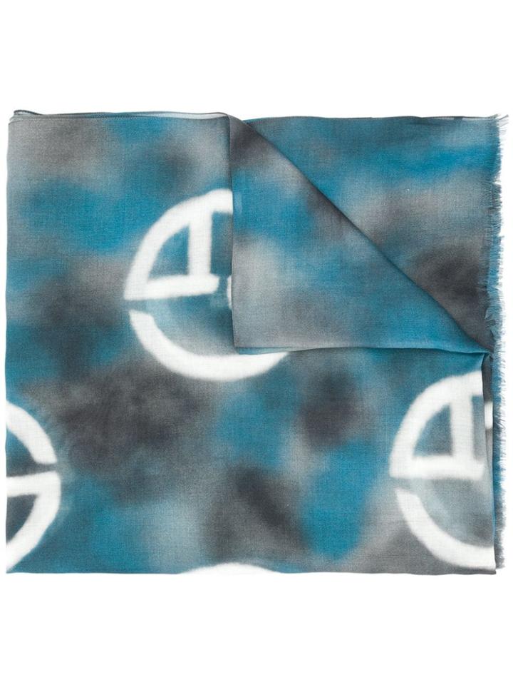 Giorgio Armani Overdyed Monogram Scarf - Blue
