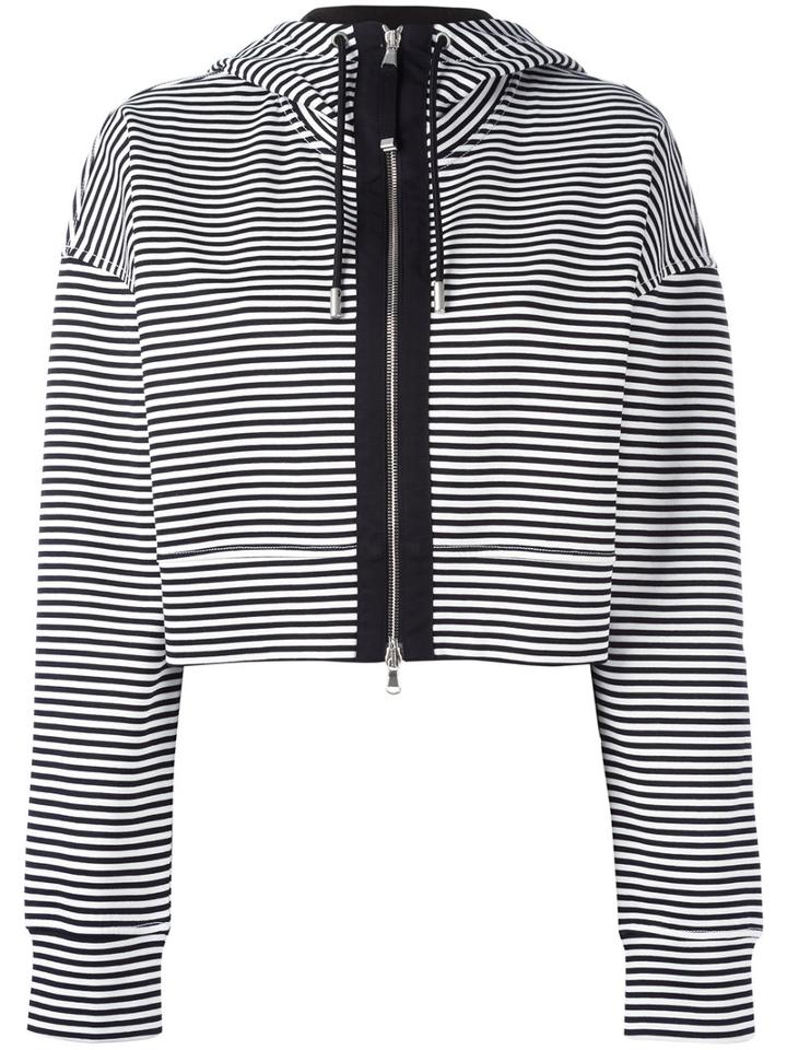 Diesel Black Gold Cropped Striped Hoodie, Women's, Size: Small, White, Cotton/spandex/elastane/nylon