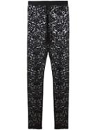 Antonio Marras Floral Lace Leggings, Women's, Size: 42, Black, Viscose/polyimide