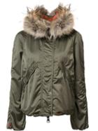 Kru Hooded Reversible Jacket, Women's, Size: Small, Green, Lamb Fur/polyester/racoon Fur