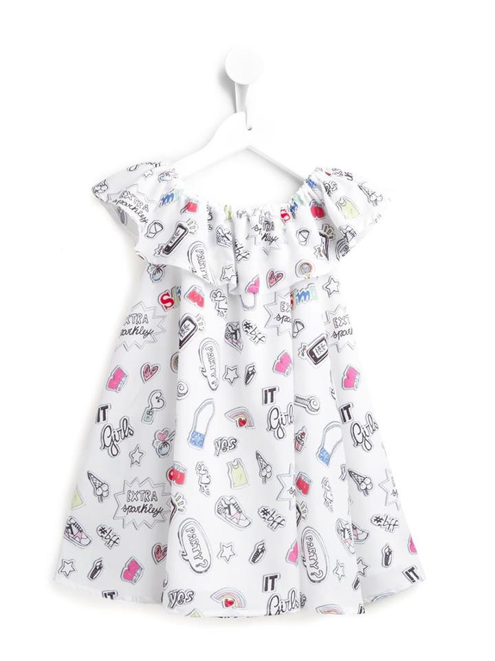 Simonetta Multi Print Dress, Girl's, Size: 10 Yrs, White