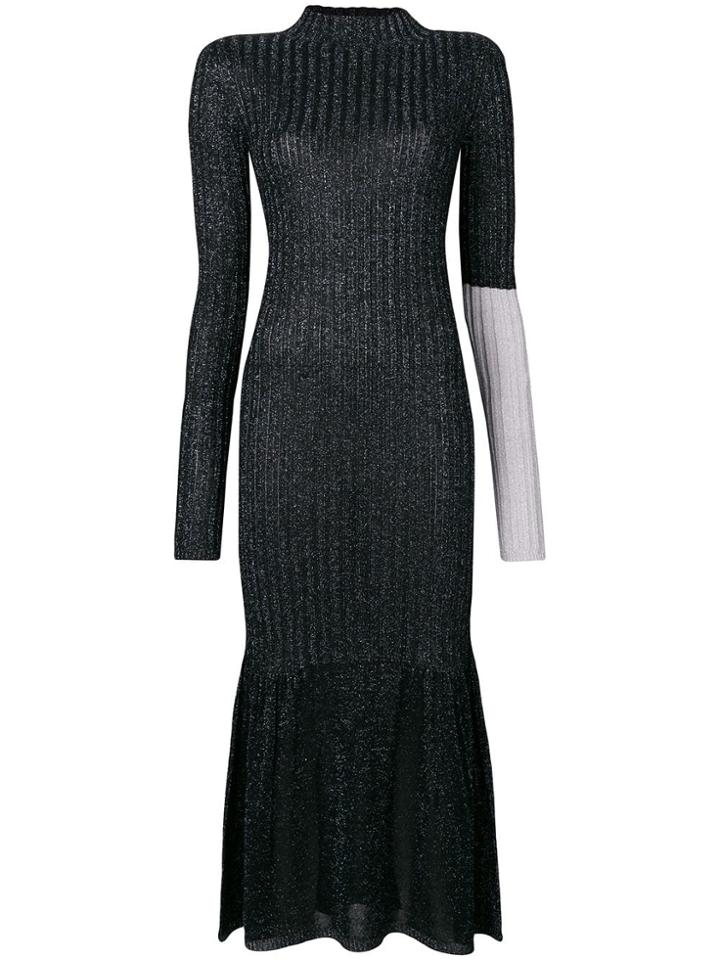 Circus Hotel Lurex Knit Ribbed Dress - Blue