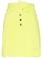 Amiri High-waisted Distressed Denim Mini-skirt - Yellow