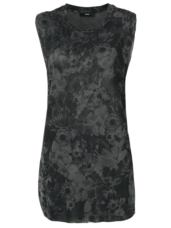 Diesel - Floral Print Top - Women - Viscose - Xs, Black, Viscose
