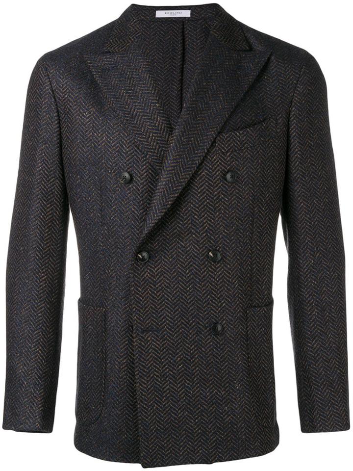 Boglioli Classic Herringbone Blazer - Brown