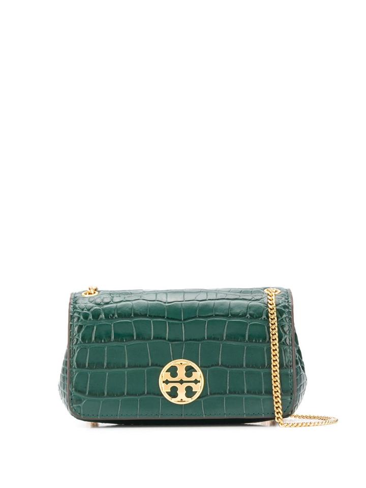 Tory Burch Crocodile Embossed Shoulder Bag - Green