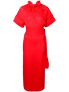 Victoria Beckham Ruffled Neck Dress - Red